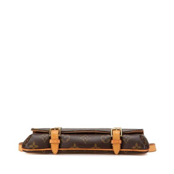 LOUIS VUITTON Authentic Brown Monogram Leather Pochette Hobo Bag